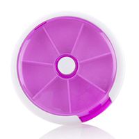 Pill Organizer Weekly,INVODA Pill Case 7 Day 3 Times Medicine Pill Dispenser,Push Button Rotate Pill Planner with 7 Compartments (1,Purple)