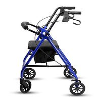 Trolley Can Sit On The Elderly Walker Aluminum Alloy Can Push Light Household with Seat Step Shopping Cart DELICATEWNN (Color : Blue)