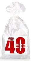 Red with Dotted Strips 40th Birthday Party Favor Bags with Ties - 12pack