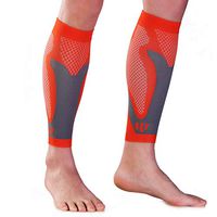 LTHAOO Calf Compression Sleeves -(20-30mmhg) Leg Compression Socks for Shin Splint, Calf Pain Relief - Men Women Sleeve for Running, Cycling, Maternity, Nurses.（Orange-M