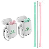 Collapsible Reusable Silicone Straws, Portable Folding Drinking Straws, BPA Free with Travel Case & Cleaning Brush, Suitable for 20 or 30 oz Tumblers