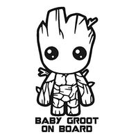 Baby Groot On Board - 6" tall (Color BLACK) decal laptop tablet skateboard car windows stickers
