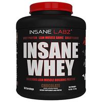 Insane Labz Insane Whey,100% Muscle Building Whey Isolate Protein, Post Workout, BCAA Amino Profile, Mass Gainer,Meal Replacement,Kosher and Halal Approved, 5lbs, 60 Srvgs, Chocolate