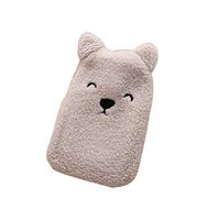 Khaki Cute Hot Water Bottle with Comfortable Flannel Cover Portable, 22 * 15cm