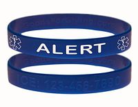 Custom Medical Alert ID Bracelet Wristbands - 2 Pack - Blue - 8 Inches - Standard