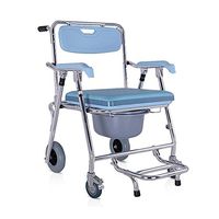 YxnGu Folding Bedside Commode with Wheels&Pedal,350 lbs,4 in 1 Portable Toilet Chair/Shower Chair for Elder Disabled People Pregnant Women