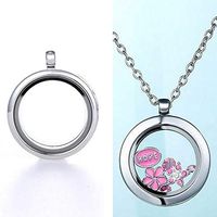 Floating Charm Glass Round Locket DIY Necklace Living Memory Glass Pendant Pretty Beautiful For gift Simple Lovely Cheap Jewerly Womens Comfortable Accessory