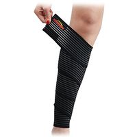 COOLOMG Sport Wrap-Around Calf Support Bandage Shin Band Soccer Basketball Black 47"