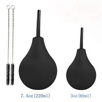 Enema Bulb Kits, 220ml + 89ml Anal Douche Enema Set Silicone Medical Materials Anal Colon and Vaginal Cleaning Kit for Men and Women Include Cleaning Brush (240ml+89ml) (Blue)