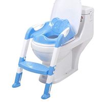 Children'S Toilet Seat - Baby Child Potty Toilet Trainer Seat Step Stool Ladder Adjustable Training Chair (Blue)
