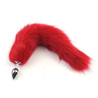 WENWING Smooth Soft Red Animal Tail B'ut.t Plug Metal Amal Plug Stopper 38cm Long Massager Shower Enema Backcourt Stopper Sxx Toys