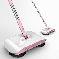 Jsmhh INSN Compact Floor Sweeper,Household Cleaning Hand Push Automatic Sweeper Broom ndash; Including Broom Dustpan,Works on Hard Floor Low Pile Carpet,Blue (Color : Pink)