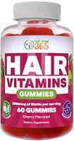 Hair Gummy Vitamins with Biotin 5000mcg for Men & Women by Feel Great 365. Promotes Natural Hair Growth, with Shiny, Thicker and Stronger Hair.* Packed with Vitamins B-12, C, D, and E & More