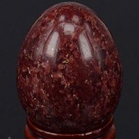 Dalas Natural Gemstone Dark Red Spot Jasper Sphere Egg Healing Reiki Crafts Stone Massage Finger Exercise 34x44MM