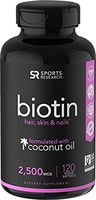Biotin (2,500mcg) with Organic Coconut Oil | Supports Healthy Hair, Skin & Nails | Non-GMO Verified & Vegan Certified (120 Veggie-Softgels)