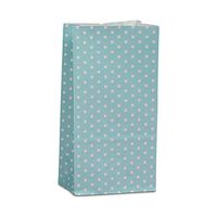 3-5/8 X 2-1/4 X 7 Sky Blue Mini Polka Dot SOS Bags | Quantity: 2000 Gusset - 2 1/4" Width 3 5/8"