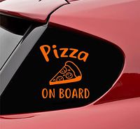 Slap-Art Funny Pizza on Board Vinyl Decal Sticker (Orange)