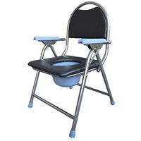 BINZHI Bedside Commode Chair, Foldable Portable Mobile Shower Chair, backrest and armrests, Toilet and splashback, for Disabled, Pregnant Bedside Toilet (Color : Black)