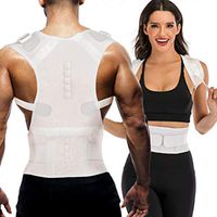 Magnet Back Brace Posture Corrector- Fully Adjustable Support Belt Improves Posture and Provides Lumbar Back Brace, Relieves Pain Upper and Lower Back for Men and Women (White (Upgrade), Large)