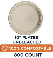 100% Compostable Plates by World Centric, Made from Unbleached Plant Fiber, 10" (Pack of 800)
