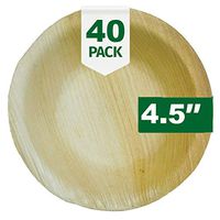 Palm Naki Round Palm Leaf Bowls (40 Count) - Disposable Dinnerware, Compostable and Biodegradable Bowls (4.5" Bowls)