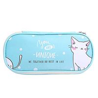 Putars Cute Cartoon Student Leather Pencil Pen Case Box Makeup Pouch Brush Holder Bag