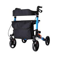 Walkers for Seniors with Seat Trolley Walker with Wheel with seat, Multi-Function Walker, Elderly, Disabled, Injured Patient Multi-Function Walking aid Rolling Walkers (Color : Blue)
