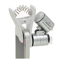 60X Clip-On Microscope Magnifier, with 2 LED Light and 1 UV Lights, Clip-on Micro Lens for Universal Smartphones