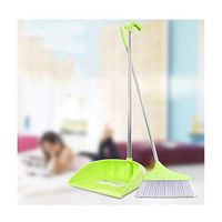 WEIFAN CAI - Long Handle Dustpan and Brush Sets Sweep The Floor PP Bristles No Dust Leakage Antistatic Easy to Store Office (Green, 85x32cm)