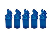 12 pc Pack of 8 Dram Squeeze PoP Top USA Certified Child Resistant One Piece Plastic Container (Blue - Transparent)