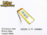3.7V 1000mAh 503260 Lithium Polymer Ion Rechargeable Battery Lithium Polymer Li-Po Battery for MP4 GPS MP3 Bluetooth Stereo DIY Gift