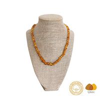 Raw Baltic Amber Adult Necklace by UMAI -18 inches Long - Anti-inflammatory - Natural Pain Relief for Carpel Tunnel, Arthritis, Sinus Pressure, Headaches and Migraines (Honey Color)