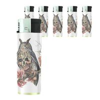 Butane Refillable Electronic Lighter Set of 5 Pieces Skull Design-021