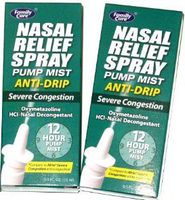 Nasal Relief Spray,pump Mist,anti-drip, Severe Congestion, (Oxymetazoline Hci) 12 Hour, 2 Pack.