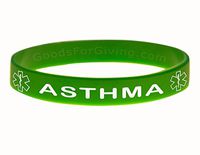 Asthma ID Bracelet Wristband - Green - 7 Inches - Youth