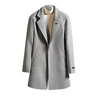 Alvinm Men's Jacket Autumn Winter Casual Coat Long Sleeved Large Size Lengthened Outwear Coat Dark Gray