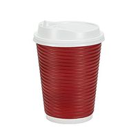 PREMIUM Disposable Hot Paper Cups With Lids, Double Wall & Ripple Insulation For Heat Protection, 30 Count - 12 oz.