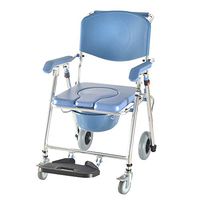 3-in-1 Multiple Function Foldable Wheelchair Shower Bedside Commode Chair Padded Seat Commode Toilet Rolling Shower Chair for Elderly, Seniors, Disabled, Pregnant