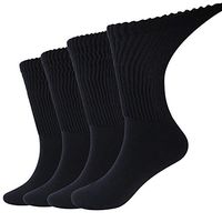 Dsource Non Binding Socks Loose Top Padded Toe Comfort Casual Health Dress Diabetic Socks for Men Women 4 Pairs XXL/XXXL Navy