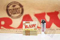 Bundle - 6 Items - 5 Packs(100 Leaves Per Pack) Of AUTHENTIC Raw Organic Rolling Paper Single Wide And Patriot Lighter