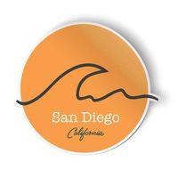 Squiddy San Diego California Wave - Vinyl Sticker Decal for Phone, Laptop, Water Bottle (2.5" high)