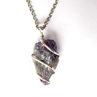 Raw Amethyst Crystal Gemstone Deep Purple Necklace Reiki Chakra Crystal Healing Energy Generator Minimalist Necklace Divination Pendulum Holistic Metaphysical Tool Personalized Christmas Gift for Mom