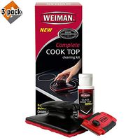Weiman Complete Cook Top Cleaning Kit - Cook Top Cleaner and Polish 2 Ounce, Scrubbing Pad, Cleaning Tool, Cook Top Razor Scraper - 98, Black - Pack 3