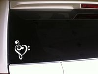 Heart Music Note - 6" tall (color: WHITE) decal laptop tablet skateboard car windows sticke