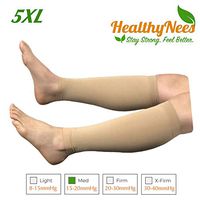 HealthyNees Shin 15-20 mmHg Med Compression Fatigue Support Extra Wide Calf Plus Tall Leg Big Calves Sleeve (Beige, 5XL)