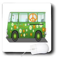 3dRose LLC 8 x 8 x 0.25 Inches Mouse Pad, 1960S Hippie Van with Peace Sign N Message (mp_100437_1)