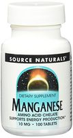 Source Naturals Manganese 10 mg Amino Acid Chelate,100 Tablets (Pack of 2)
