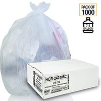 Aluf Plastics 7-8 Gallon Clear Trash Bags (1000 Count) - 24' x 24' - 6 Micron Equivalent High Density Value Garbage Bags Can Liners for Bathroom, Office, Industrial, Commercial, Recycling HCR-242406C