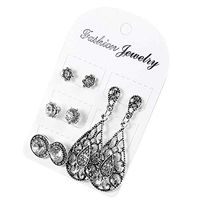 Womens 4Pair/Set Antique Water-drop Shaped Crystal Stud Earrings Gifts Jewelry Good Jewerly Fine Design Cheap Pendant Bangle Brides Comfortable Simple Charm
