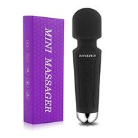 LOVEFUN Mini Wand Massager, Personal Massager Handheld with 8 Powerful Speeds & 20 Modes, Waterproof, USB Rechargeable Wireless Wand Massage for Back Neck Shoulder Legs, Quiet -Black